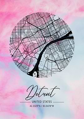 Detroit Beta WatercolorMap