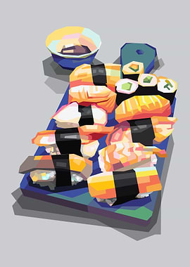 Sushi in colorful art