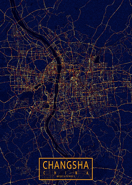 Changsha Map City At Night