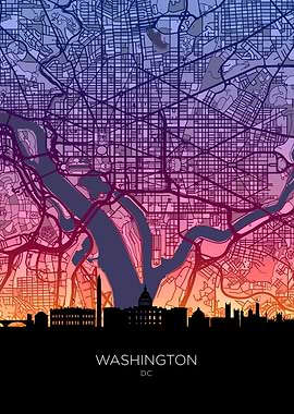 Washington DC Skyline Map