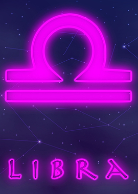 Libra Neon Tarot Poster