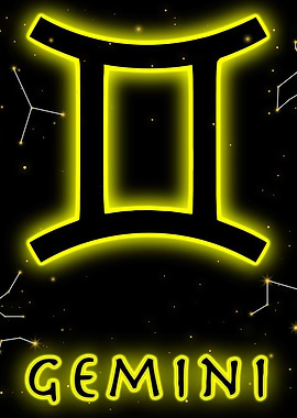 Gemini Neon Tarot Poster