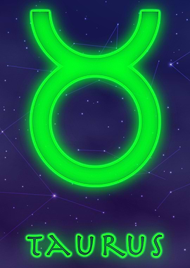 Taurus Neon Tarot Poster