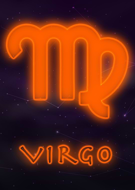 Virgo Neon Tarot Poster