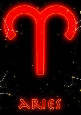 Aries Neon Tarot Poster