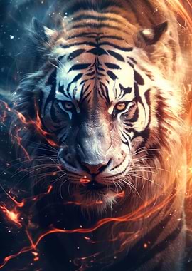 tiger and flames