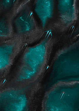 Alien spaceships on planet