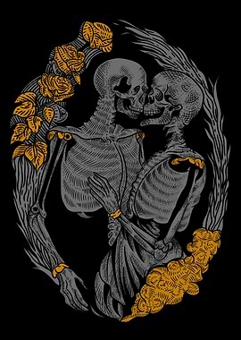 Love skulls engraving