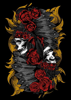 Skulls dark engraving