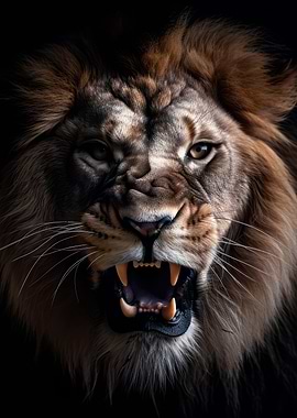 Wild angry lion