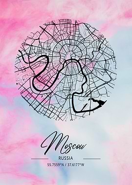 Moscow Beta Watercolor Map