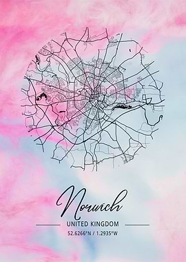 Norwich Beta WatercolorMap