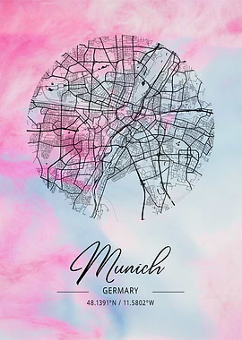 Munich Beta Watercolor Map