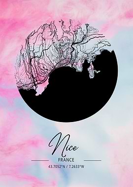 Nice Beta Watercolor Map