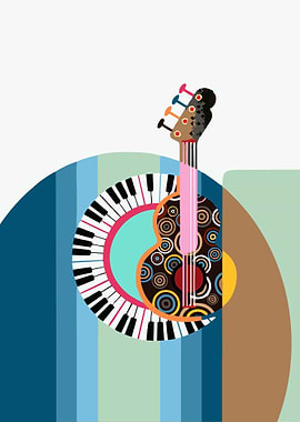 piano guitar art