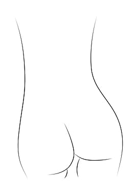 Nude Girl Ass Line Art