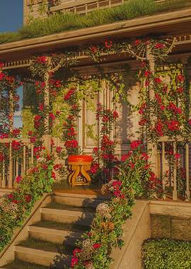 Old house with flowers