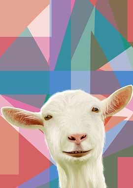White Goat Pink Geometric