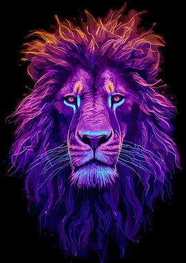 Neon Head Lion