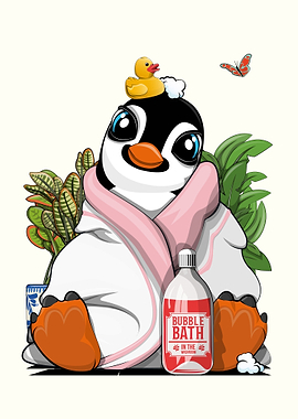Cute Penguin in Towel