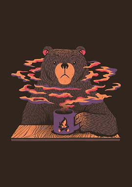 Bear Having Coffee I Love