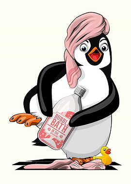 Naked Penguin in Bathroom