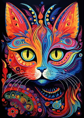 Colorful Mandala Cat Face