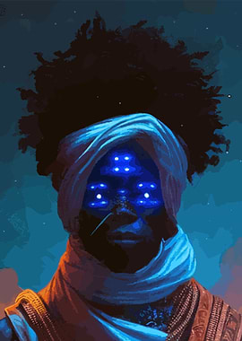 Afro blue space god