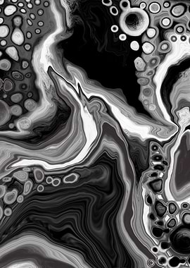 Black and White Fluid Art