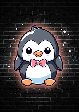 penguin cute neon