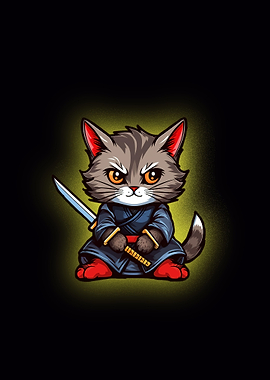 cat samurai japan