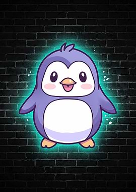 penguin cute neon