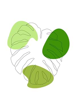Monstera leaf line art