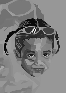 little girl grey pop art