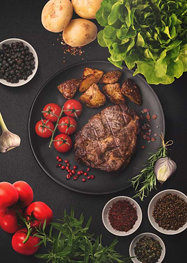 Hearty steak with potatoes