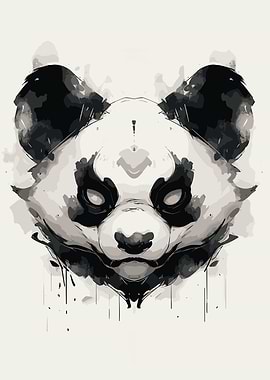 Ink Wash Panda Mask Art
