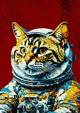 CAT ASTRONAUT RED