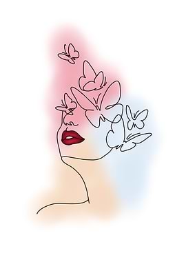 Butterfly Women Line Art