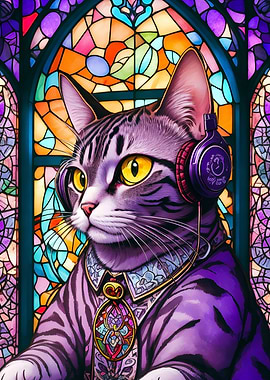 Cat listening music