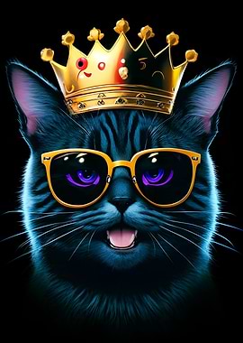 Funny King Black Cat