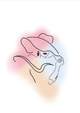 Vintage Girl Line Art