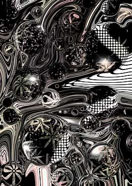 Black and Pale Pink Orbs