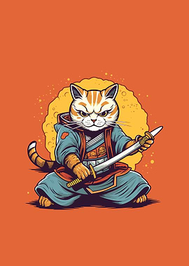 cat samurai japan