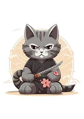 cat samurai japan