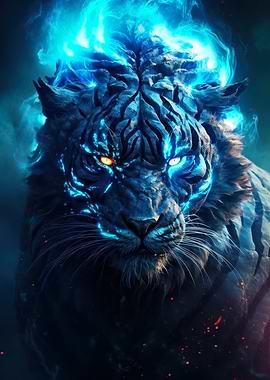 savage black tiger glowing