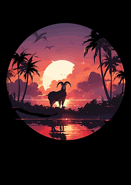 Animals goats sunset goat