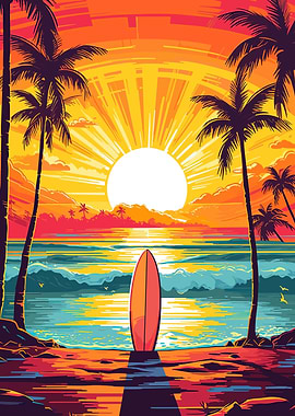 surf board vintage retro