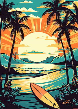 surf board vintage retro