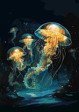 Dark Turquoise Jellyfish