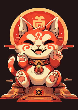 Lucky Maneki Neko Cat Art